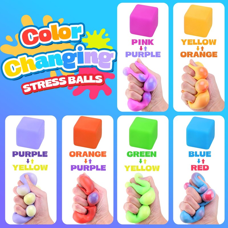 12PCS Color-Changing Stress Cube - Soft, Squeezeable Stress Relief Balls
