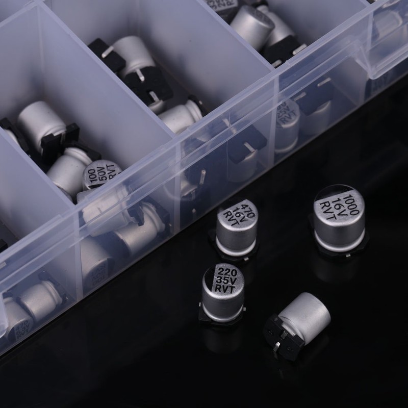 24 Values 400 Pieces SMD Aluminium Electrolyte Capacitor Assortment with