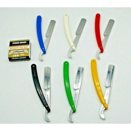 sedef 6 pcs Turkish Style Sedef Black Straight Razor Mix+100 Perma Sharp Razor Blades