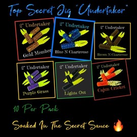 2” Crappie Undertaker Series - Top Secret Jig for Fishing at the Edge of the Known Waters 10Pk - Size: Brown & Chartreuse