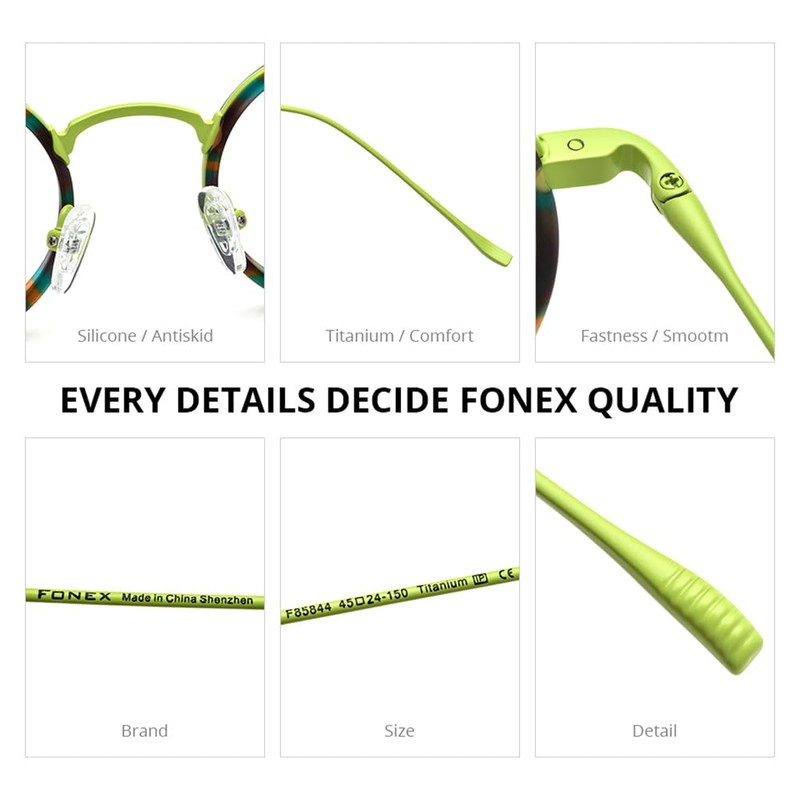FONEX Acetate Titanium Glasses Frame Men 2024 New Round Eyeglasses