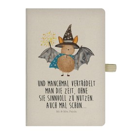 Mr. & Mrs. Panda DIN A4 Cotton Notebook Bat Wizard - Gift, Notebook, Animals, Notepad, Sketchbook, Animal Motifs, Women