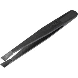 bnafes Black Plastic Slant Flat Tip Anti-static Tweezers 4.7 Inch Length 5pcs