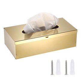 Sumnacon Tissue Box Cover Rectangle Stainless Steel Tissue Box Stylish Tissue Box Holder, Modern Tissue Cover for Bathroom Toilet Bedroom Living Room Kitchen Table Desk Office, Gold