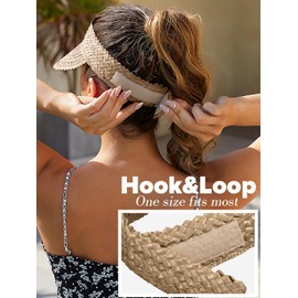 Visors for Women, Sun Visors for Women Straw Hats for Women Handmade Sun Hat Womens Packable Beach Hats for Women Khaki