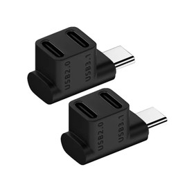 Gugxiom Adaptador de ángulo 90 de 10 Gbps 1 a 2 USB C 3.1, 100W Tipo C Macho a Doble Tipo C Hembra, para Steam Deck, Teléfono, Computadora Portátil, Tableta