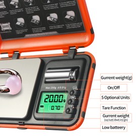 AHOSOUTLY Archery Scale Dual Unit and HD Display LCD Digital Pocket Arrows Scale,200g x 0.01g Gram Scale Digital Mini Scale(Battery Included) Orange…