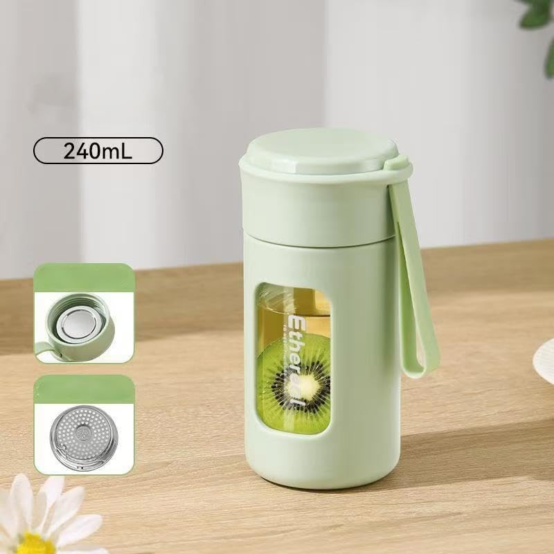 DEDEYA 8oz PP Coated Small Glass Water Bottle with leak-proof