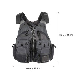 Fly Fishing Vest Fishing Safety Life Jacket for Swimming Sailing Boating Kayak Floating Multifunction Breathable Backpack for Men and Women Kayak Vest Swim Vest (Deep Gray,with Foam)