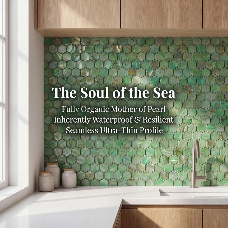 MOP Green Hexagon Mother of Pearl Backsplash Tile 1 Sheets