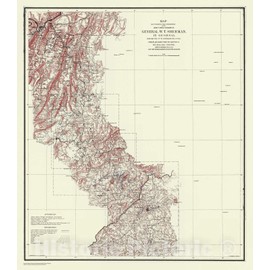 Historic Pictoric Vintage Map - Map Illustrating The Operations of The Army Under Command of General W.T. Sherman, GA, 1864 Civil War Map - Vintage Wall Art - 20in x 24in