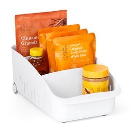 YouCopia RollOut Pantry Drawer, BPA-Free Rolling Organizer Bin with 2 Adjustable Dividers, 8", Speckled White