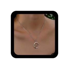 Inateannal Vintage Spiral Choker Necklace Gold Spiral Pendant Necklace Minimalist Round Swirl Necklaces Geometric Circle Necklaces Jewelry for Women