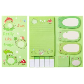 Xqumoi I Just Really Like Frogs Sticky Notes Set, 550 Sheets, Cute Cartoon Frogs Self-Stick Notes Pads Animal Divider Tabs Bundle Writing Memo Pads Back to School Office Supplies Small Gift