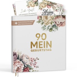 90th Birthday Guest Book with Wine Labels - Memory Book Vintage Look Gift for Family & Friends to Fill in No Questions - Blank Hardcover 72 Pages (90 My Birthday / PR, 21 x 21 cm)