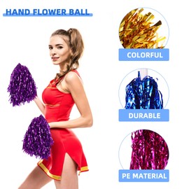 TOYANDONA 14Pcs Cheerleading Pom Poms Cheering Pompoms Bulk Cheer Metallic Foil Pom Poms Cheer Costume Accessory
