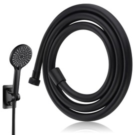 1.5 m black PVC shower hose, shower hose with swivel, high pressure thickening shower hose, anti-kink and anti-explosion design, easy installation, twist-proof