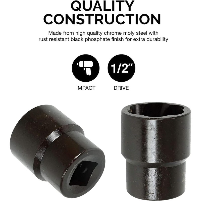 frperce 35pcs 1/2 Inch Drive Deep Impact Socket Tool Set