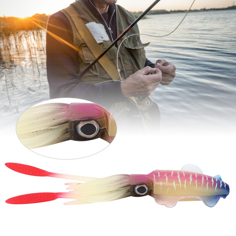 PVC Artificial Simulation Soft Squid Jig Shape Luminous Lure Fish