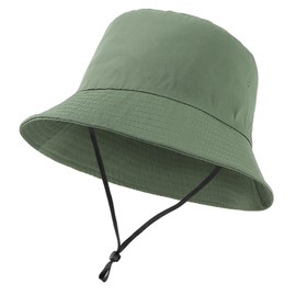 NOEMIN Men's Bucket Hat - Oversize XL/XXL/XXXL Quick Dry Fisherman Hat Lightweight Sun Protection Foldable Adjustable with Chin Strap for Beach Travel and Outdoor Activities Army Green