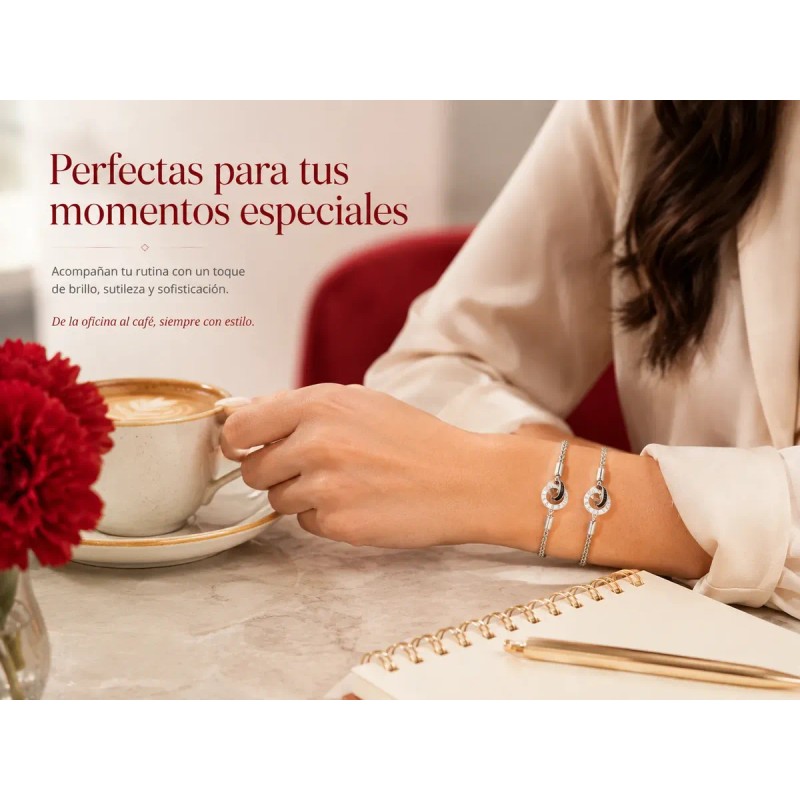 Pulseras Para Parejas Promesa Moissanita Oro Blanco 18k Plat