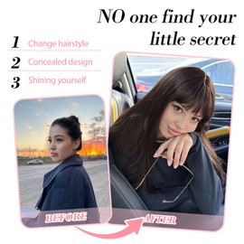 Megito 18inch Hair Topper with Bangs Synthetic 6.5"X6.5" Big Base Cover Daily Wear Clip in Hairpieces for Women with Thinning Hair Add Volume(Natural Black)