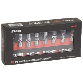 Astro Pneumatic Tool 7412 12-Piece 1/4" Drive Flex Socket Set - 6 Point - Metric
