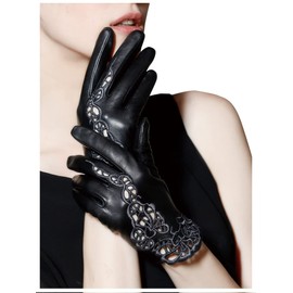 FIORETTO Womens Genuine Leather Driving Gloves Touchscreen Unlined Sheepskin Ladies Driving Gloves Thin Black Medium