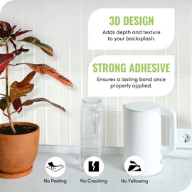 Peel and Stick Backsplash Tiles, 3D Wall Panels with Commercial-Grade Adhesive, Extra Thick Water & Heat-Resistant Stick-On Tile Backsplash for Kitchen, Bathroom, Laundry, 5 Sheets of 12" x12” (Pink)