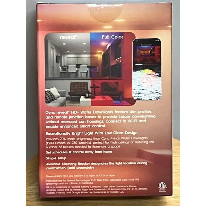 GE Reveal HD+ Smart LED Wafer Downlight, Color Changing LED