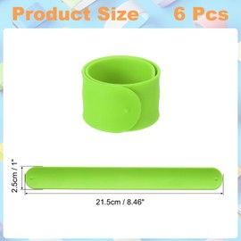 uxcell 6Pcs Silicone Snap Bracelets, 8.46" x 1" Slap Bracelets Bulk Wristbands for DIY Goodie Bag Fillers Crafts Classroom Incentives(Green)