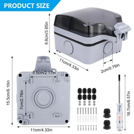 2 x Outdoor Sockets, Waterproof, Outdoor Socket, IP66 Garden Socket, Wall Socket, Wet Room, 1-Way Outdoor Socket, Outdoor Socket for Wet Room, Garden