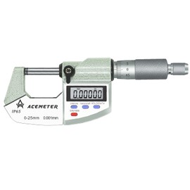 ACEMETER Digital Micrometer Precision Professional 0-1" (0-25mm) Range, 0.00005" (0.001mm) Resolution,Large Screen Digital Micrometer, Meets IP65 Specifications with Standard Ratchet Stop