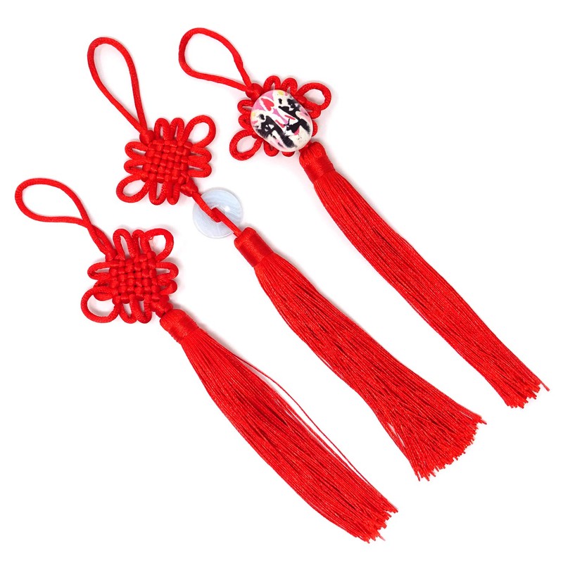 Honbay Handicrafts 5PCS Red Chinese Knot Tassels Hanging Decorations Chinese