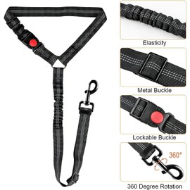 Dog Cat Safety Seat Belt Strap Car Headrest Restraint Adjustable Nylon Fabric Dog Restraints Vehicle Seatbelts Harness (Purple Elastic Bungee)