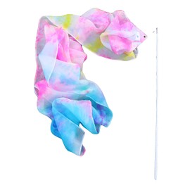 Winged Sirenny Youth Silk Ribbon Dancer Wand, Church Worship & Praise Adoration Dance Flag Banner, Juggling Play Silk Streamer with Rods (71" Flower Feast)