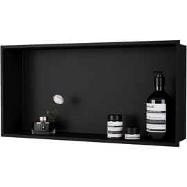 OLNGYUE Shower Niche Stainless Steel:No Tile Needed - 24"x12" Recessed Wall Niche Shelf for Bathroom Kitchen Toilet Living Room Storage - Matte Black