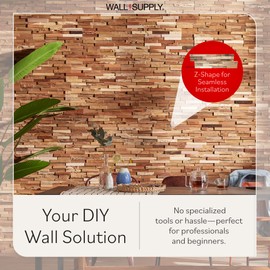 Wall!Supply - 3D Reclaimed Teak Wood Wall Panels - Colorado UltraWood Wall Covering for Feature Walls - Modern Wallpaper Alternative - Easy DIY Installation - 10-Pack