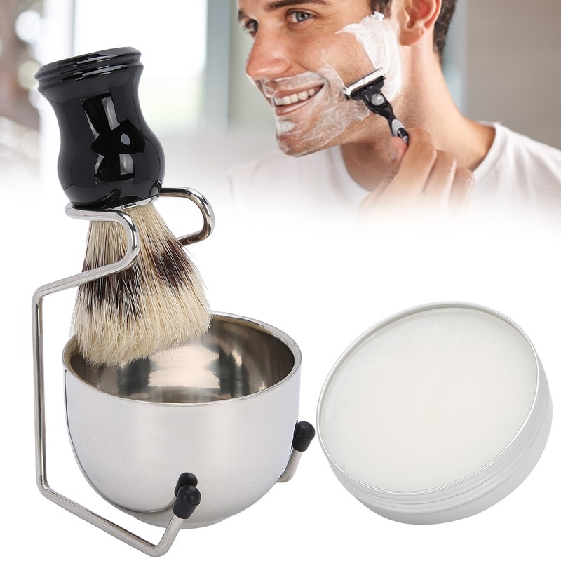 4pcs Shaving Brush Set Men Shaving Soap Brush Stainless Steel
