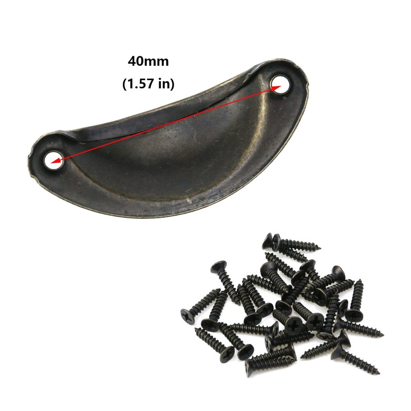 Antrader 12-Pack 1.6-inch Metal Semicircle Knobs Vintage Decorative Pull Handle