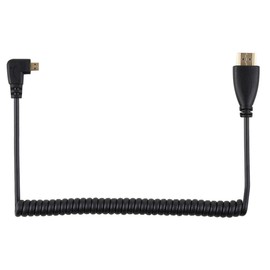 JSER Cable elástico de Resorte Izquierdo y Derecho en ángulo de 90 Grados Micro HDMI a HDMI Macho HDTV para teléfono Celular y Tablet y cámara, Right Angled