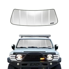 Pigenius Windshield Sun Shade for 2007-2014 FJ Cruiser. 2024 Upgrade Reflective Aluminum Film Front Window Sunshade for Maximum Interior Protection