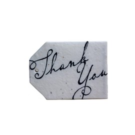 Of The Earth Handmade Paper - Wildflower Seed Paper Hang Tag Tag - B/W Script Variations - 2.5" x 3" - Set of 24 (Thank You)