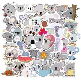 Cartoon Koala Stickers for Water Bottles 50 Pcs, Waterproof Vinyl Funny Animal Stickers for Refrigerator Laptop Skateboard Suitcase Guitar, Cute Stickers Decal for Kids, Teens (Koala Bear)