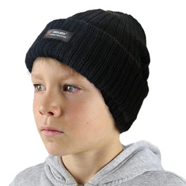RockJock Boys R40 Thermal Insulation Warm Winter Beanie Hat with Fleece Lining for School, Sports, Walking