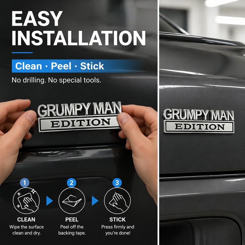 2pcs Grumpy Man Edition Emblem Badge Car Sticker for Universal