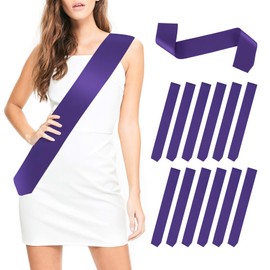 Blank Satin Sash Birthday Sash For Women Bride To Be Sash 12pcs Purple Sash Bachelorette Party Favors Sashes For Birthday, Graduation, Weeding, Beauty Pageant, Homecoming, DIY, Make Your Own Sahes