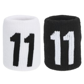 PATIKIL Sports Wristband Sweatbands for Men and Women, 2 Pcs Breathable Tennis Wrist Bands Absorbent Sweat Band Number 11 for Basketball Football Baseball Running Gym, Black/White
