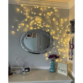 NIDISETPJAS Enchanted Willow Vine Lights with Remote, Christmas Swags Decorations Indoor Room Decor, 18 Branches 144 LEDs Lighted Willow Vine Lights for Walls Bedroom Home Decor, White Branch