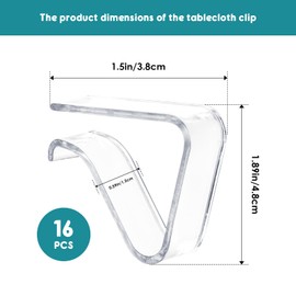 16PCS Table Cloth Clip For 20-35MM Tables, Clear Plastic Tablecloth Clips For Camping, Picnic, Party, Wedding, Outdoor Use